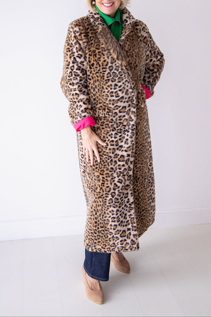 Leopard Faux Fur Pocketed Jacket