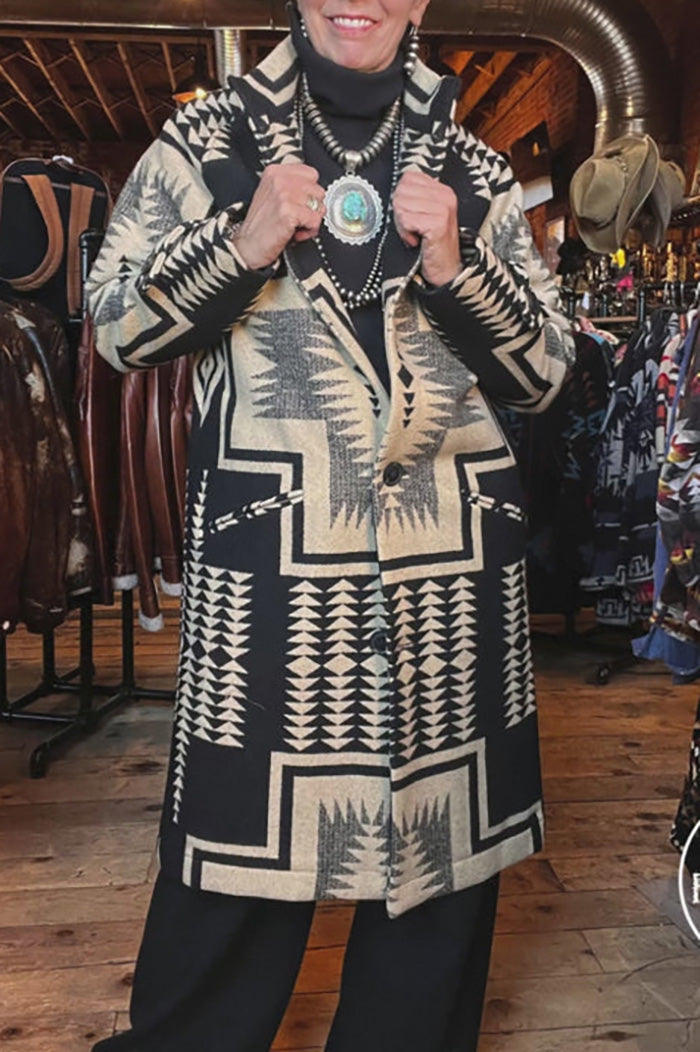 Western Tribal Geometric Longline Jacket
