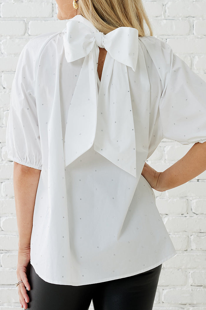 Casual Bow Sparkle Top