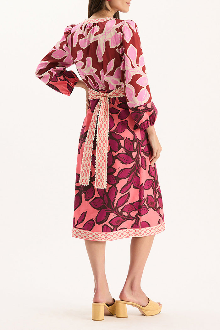 Bold Floral Pocket Midi Dress