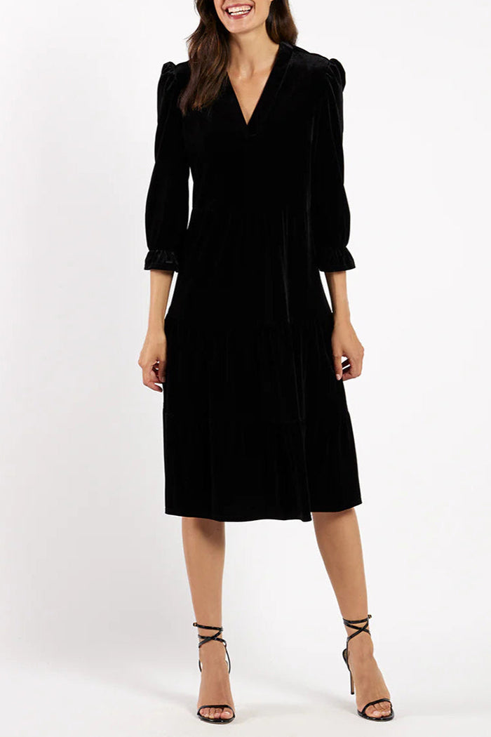 Casual Ruffles Velvet Dress