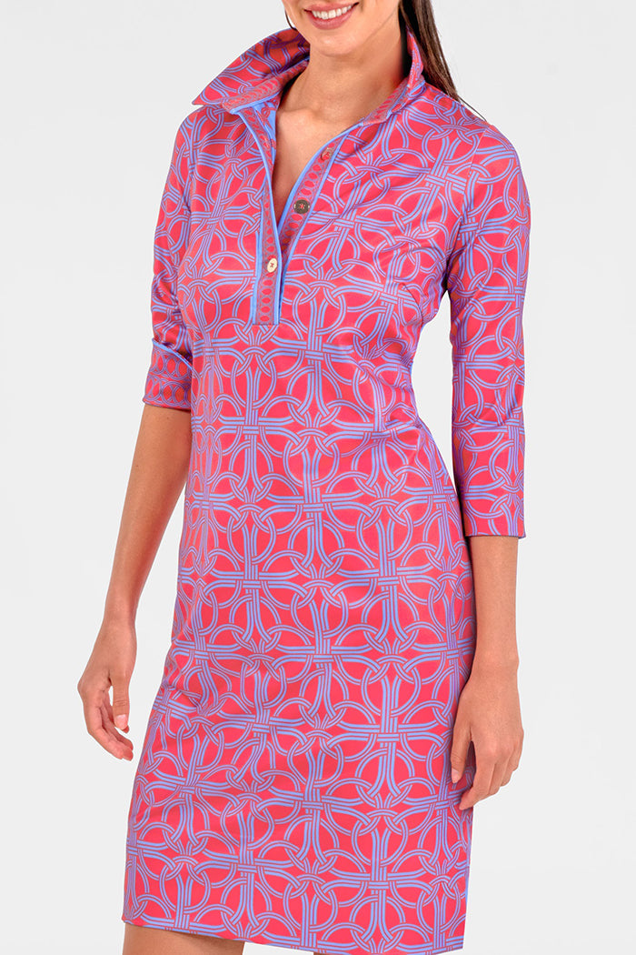 Ring Pattern Quarter-Sleeve Dress