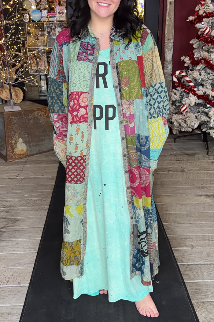 Pocketed Patchwork Long Duster