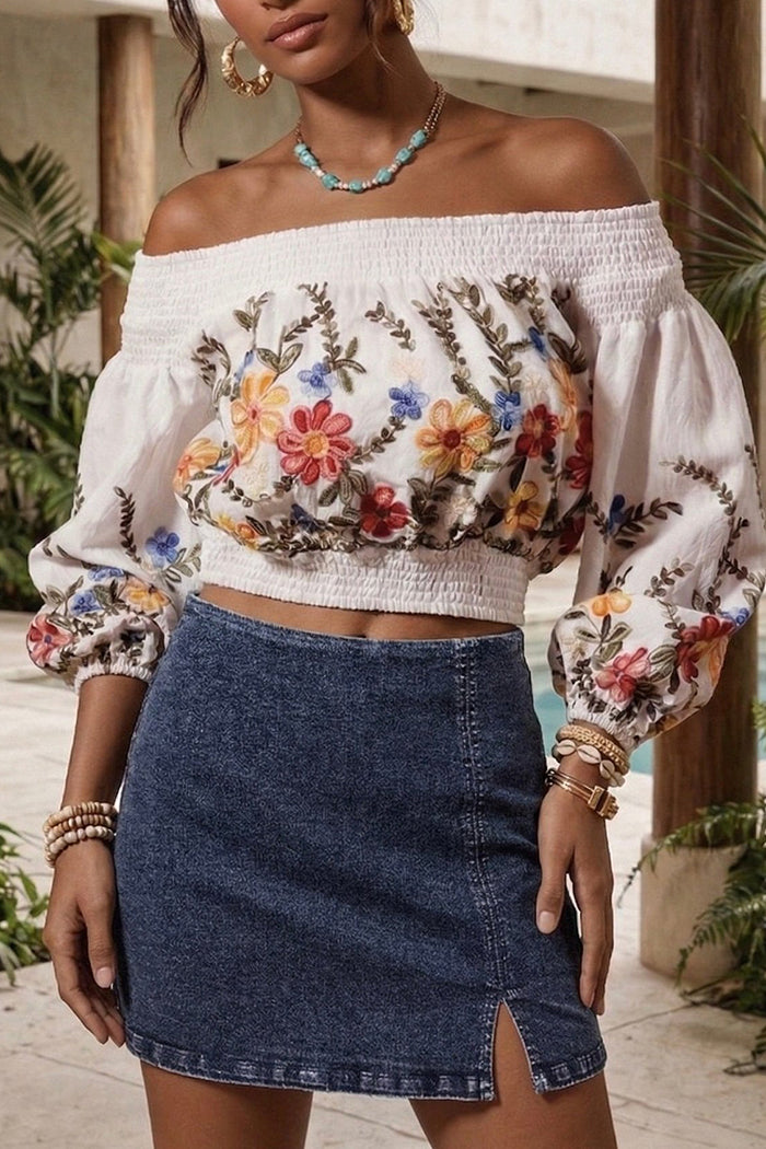 Slit Side Zippered Built In Shorts Washed Denim Skort