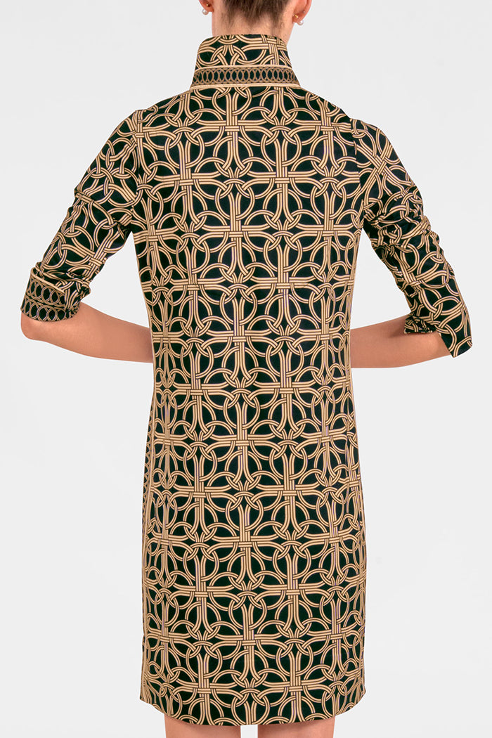 Ring Pattern Quarter-Sleeve Dress