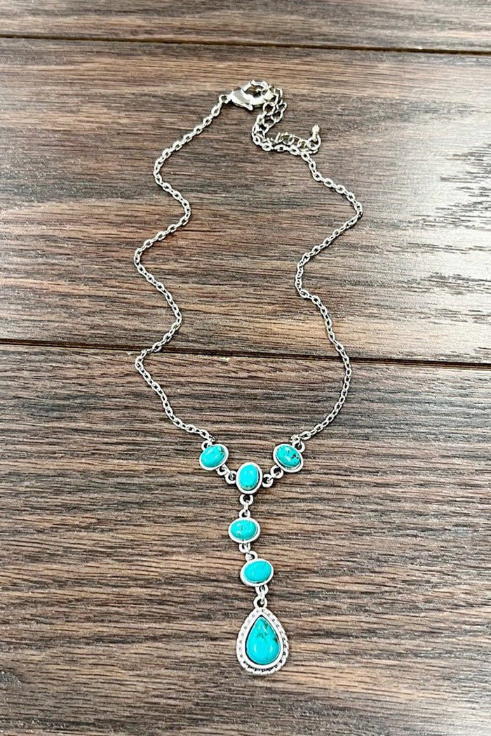 Teardrop Turquoise Western Drop Necklace