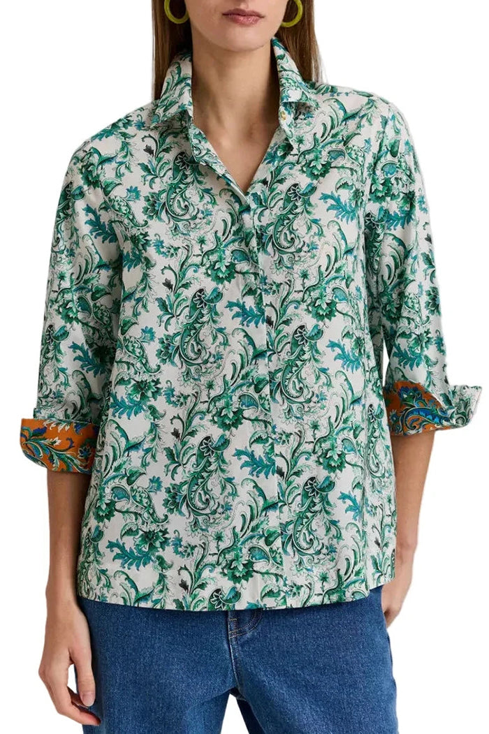 3/4 Sleeve Zip Back Floral Blouse