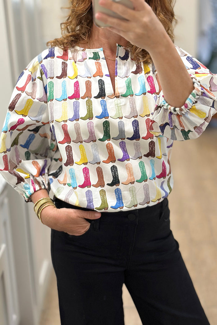 Rainbow Boots Print Top