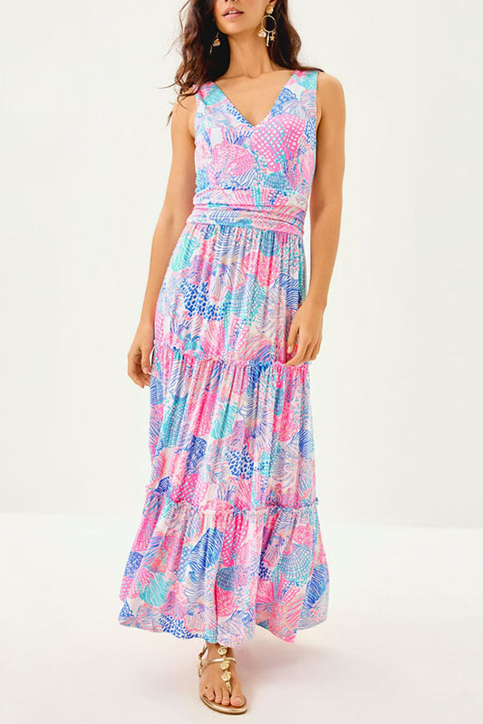 V-Neck Sleeveless Midi Dress