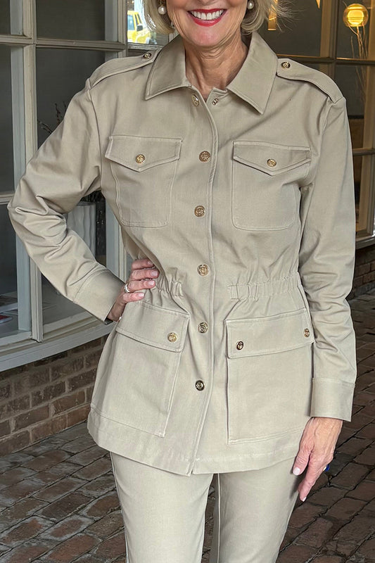 Casual Solid Color Pocket Jacket