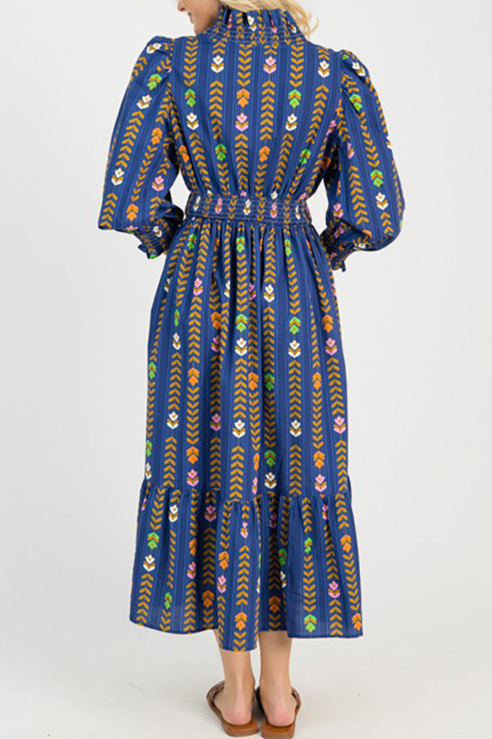 Linear Bloom Maxi Dress
