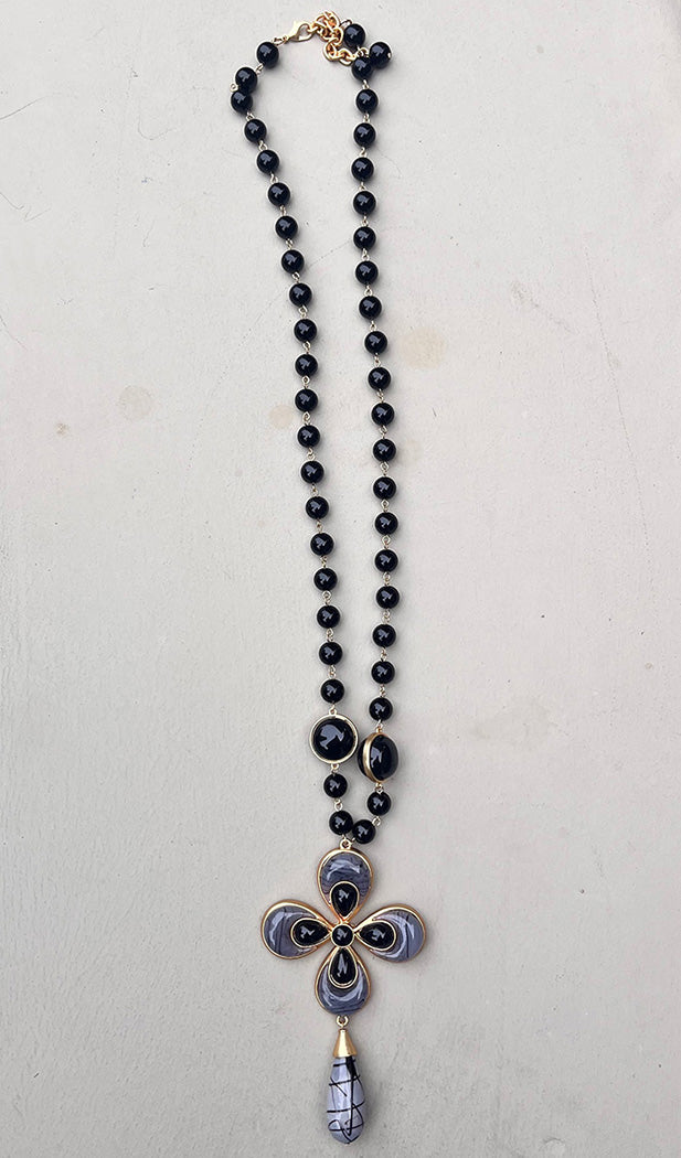 Resin Flower Pendant Long Necklace