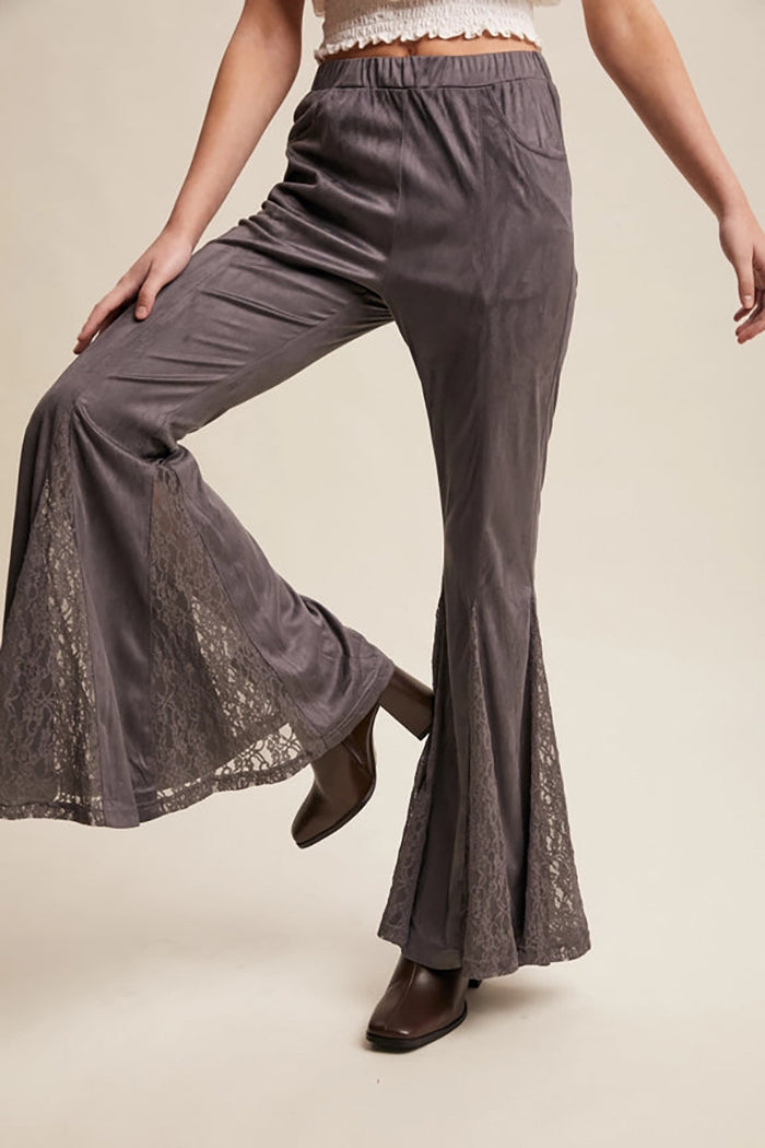 Ruffled Sleeveless Tank & Lace Flare Leg Pants Set