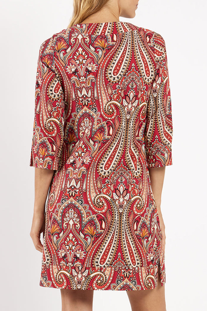 Vintage Paisley Patterned Midi Dress