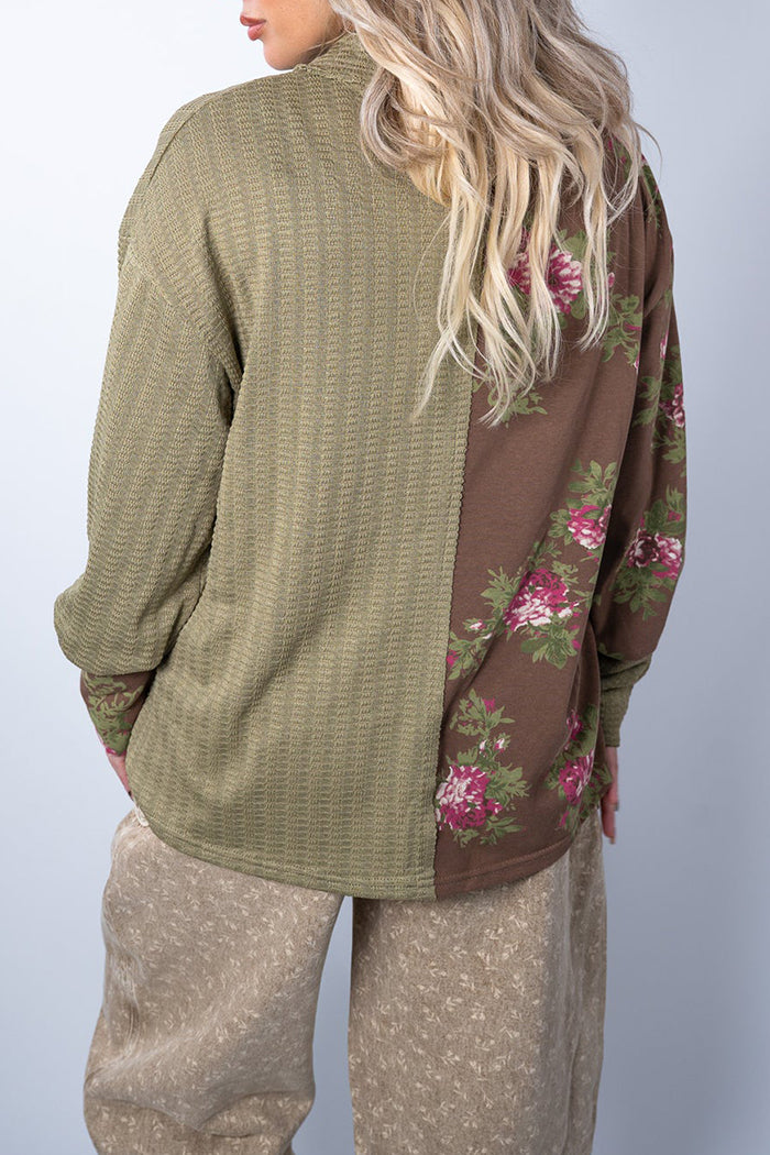 Floral Patchwork Henley Top
