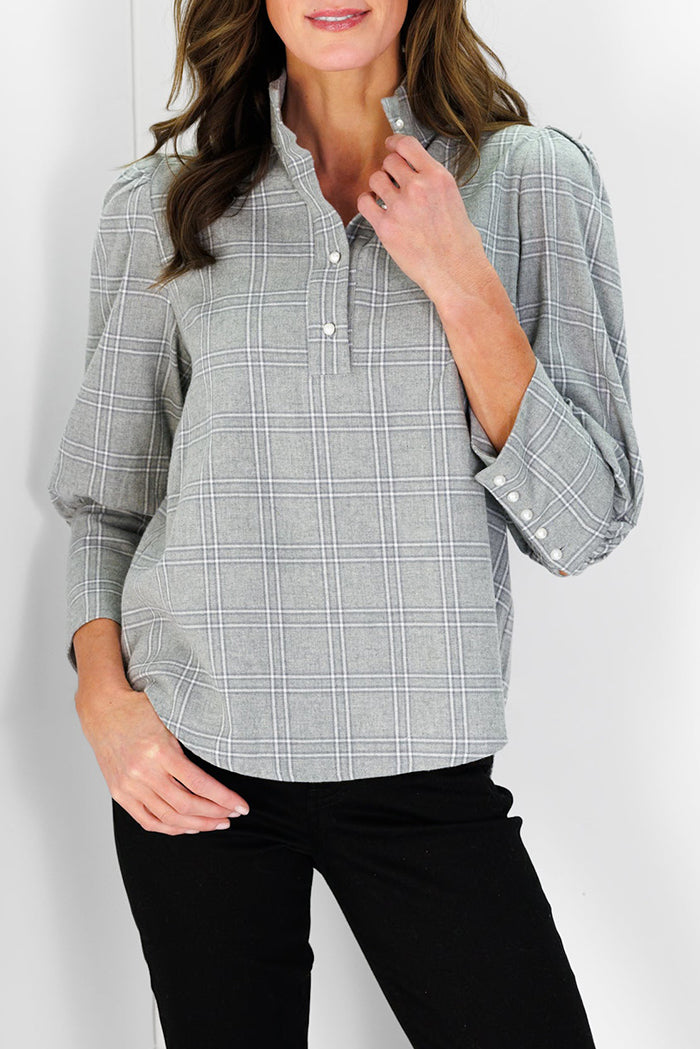 Stand-Collar 3/4 Sleeve Top