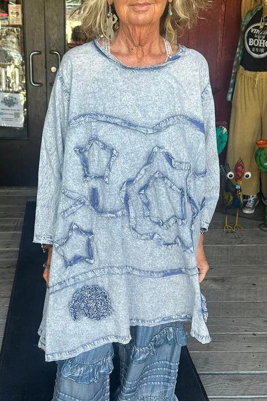 Casual Washed Embellished Top
