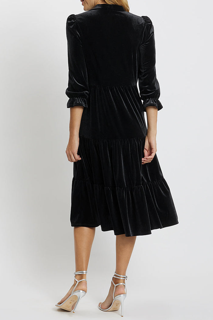 Velvet Flutter Sleeve Maxi Dress