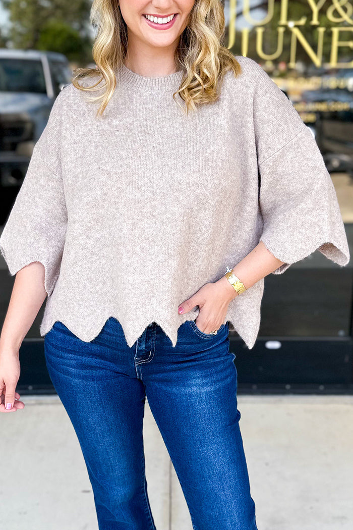 Casual Scalloped Sweater Top