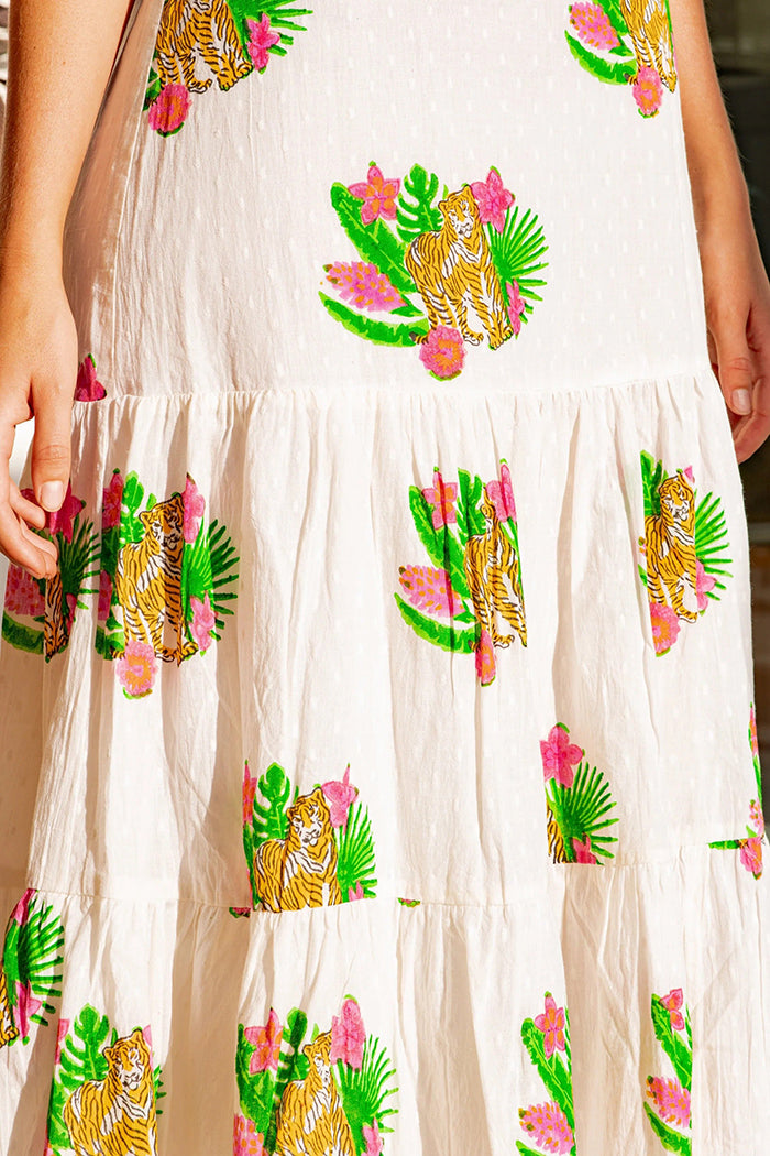 Sleeveless Printed Tiered Maxi Dress