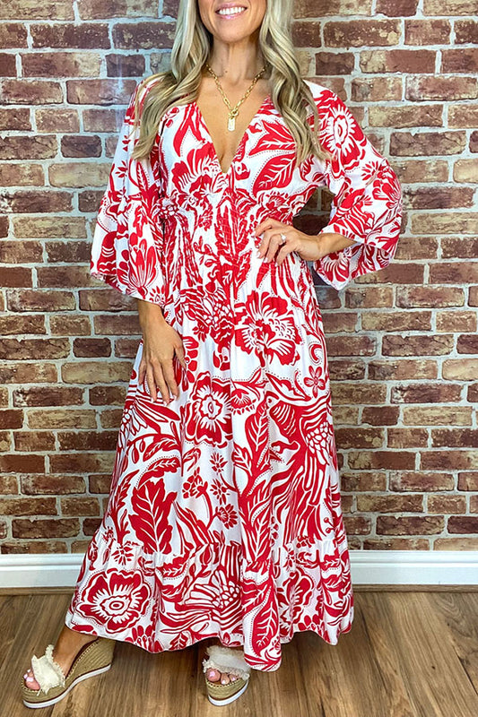 Casual V-Neck Floral Dress