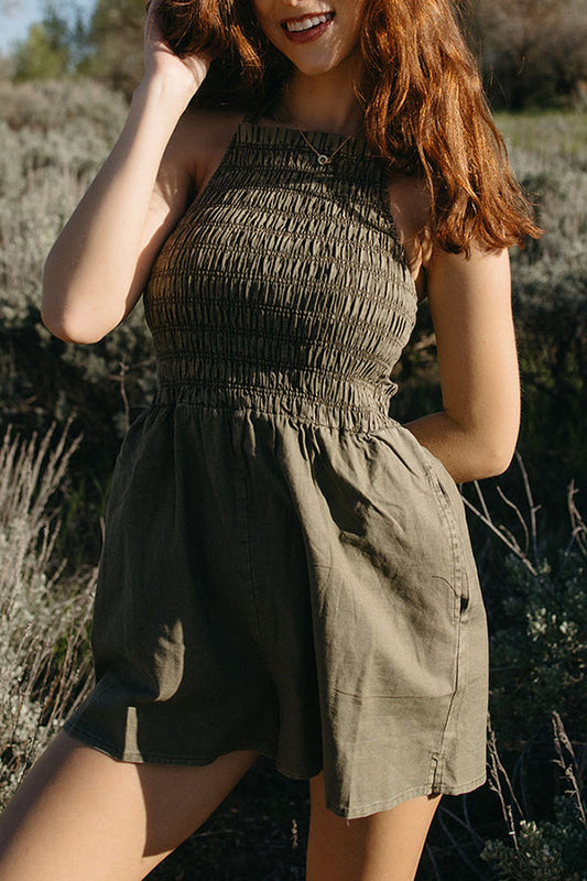 Casual Pocket Elastic Romper