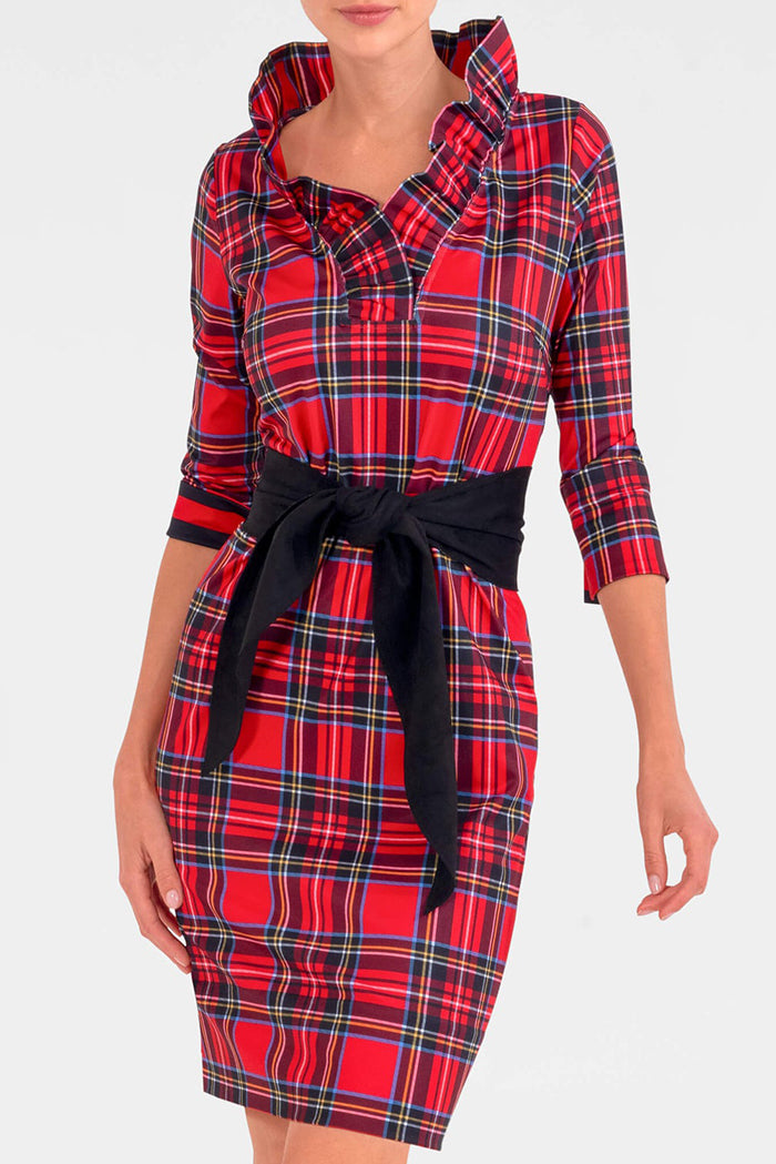 Casual Plaid Ruffneck Dress