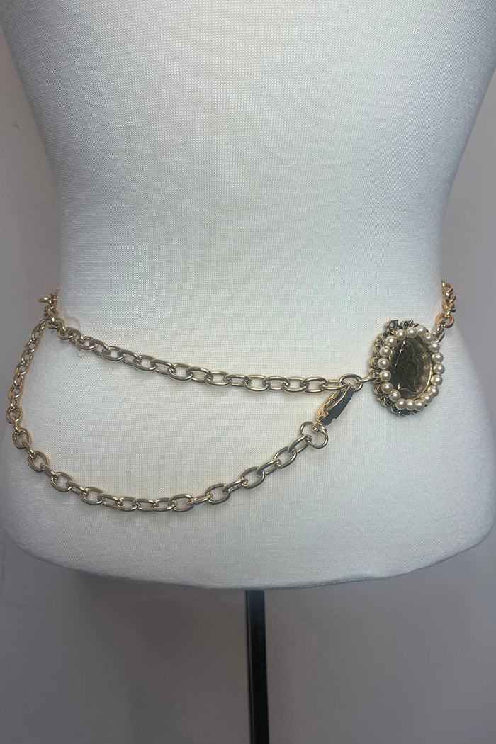 Coin Accent Gold Chain Belt