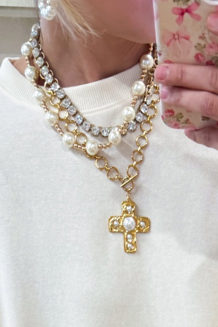 Pearl and Gold Beaded Necklace