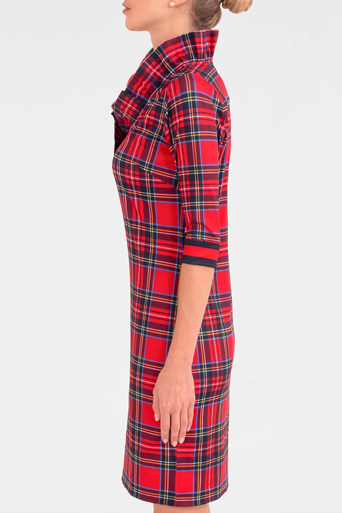 Casual Plaid Ruffneck Dress