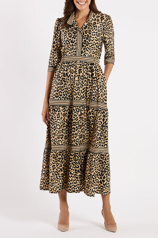 Leopard Print Pockets Maxi Dress