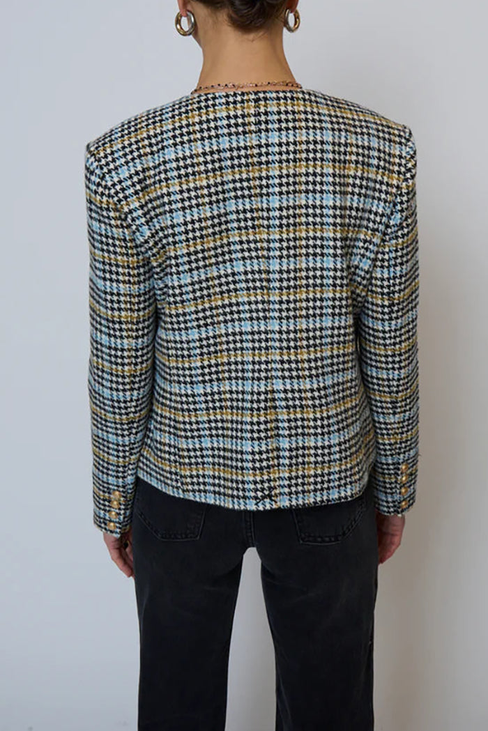 Houndstooth Buttoned Pocket Jacket