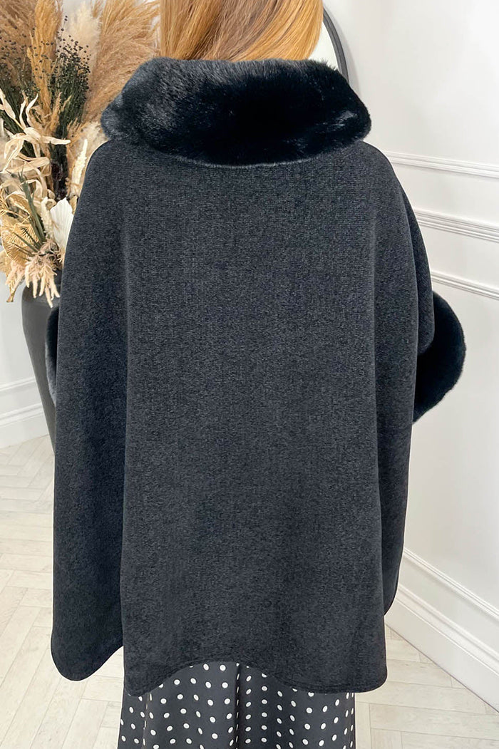 Fur-Collar Cape Coat
