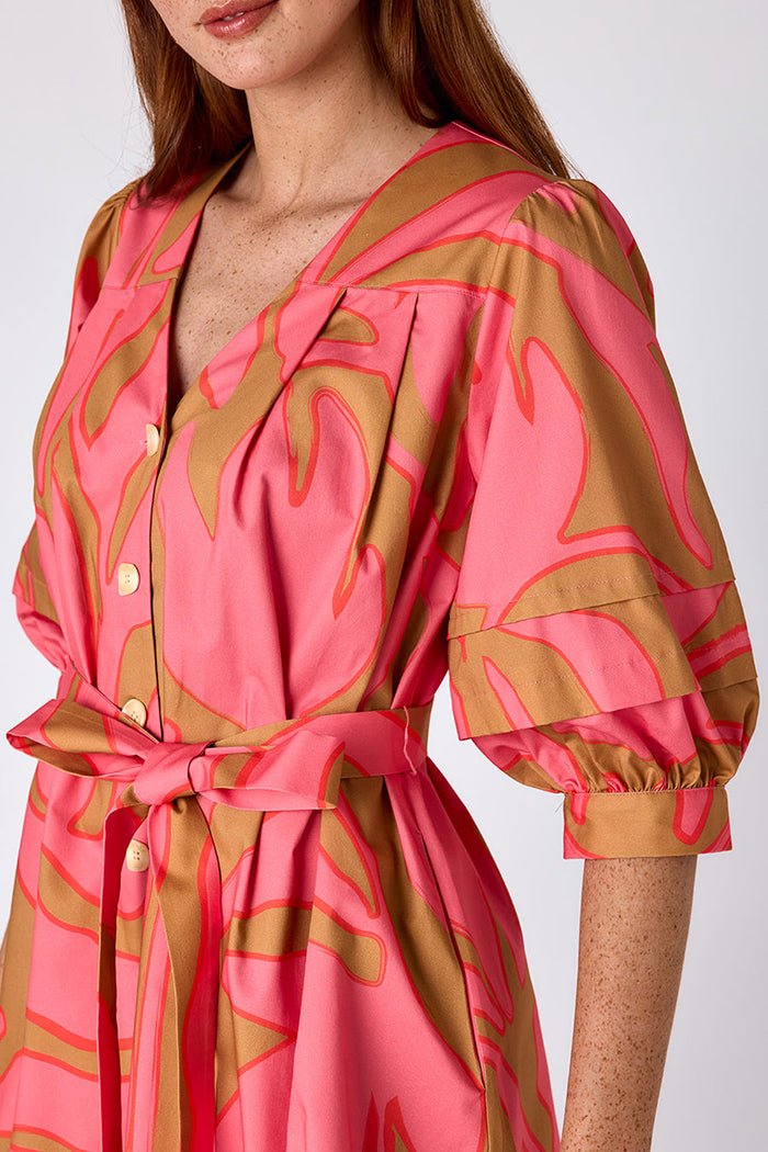 Casual Bold Printed Belt Dress