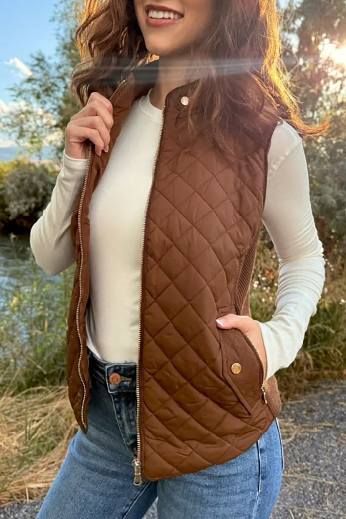 Casual Zipper Quilted Vest