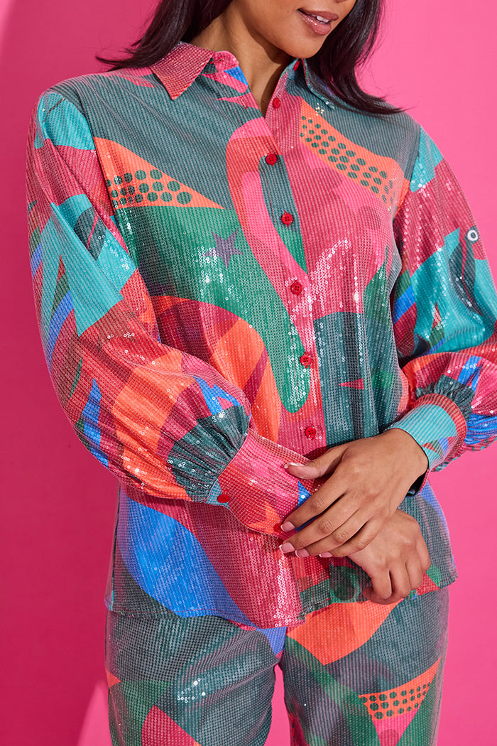 Casual Sequin Bold Printed Top