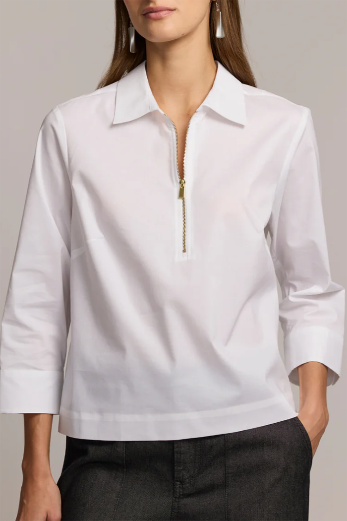 Half Zip 3/4 Sleeve Shirt Top