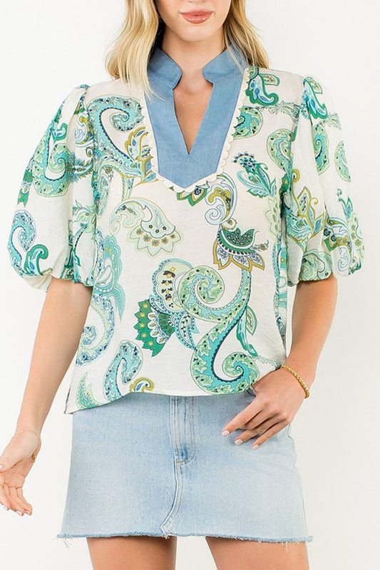 V-Neck Puff Sleeve Top