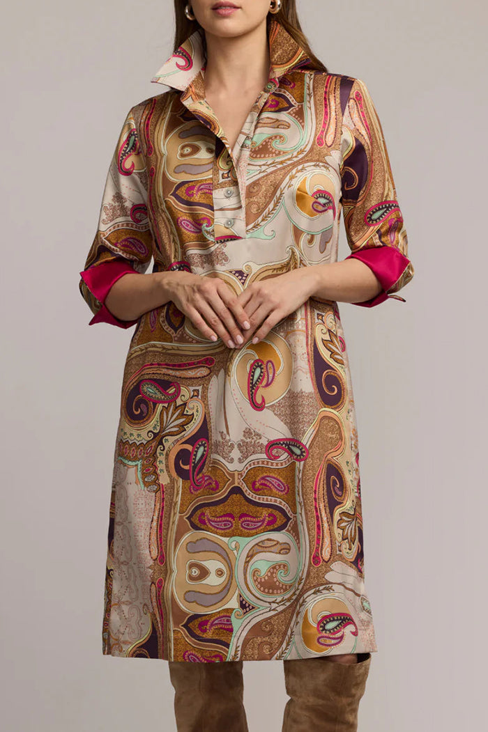 3/4 Length Sleeves Printed Pocketed Dress